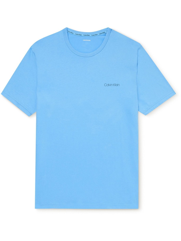 Photo: CALVIN KLEIN UNDERWEAR - Logo-Print Cotton-Jersey T-Shirt - Blue