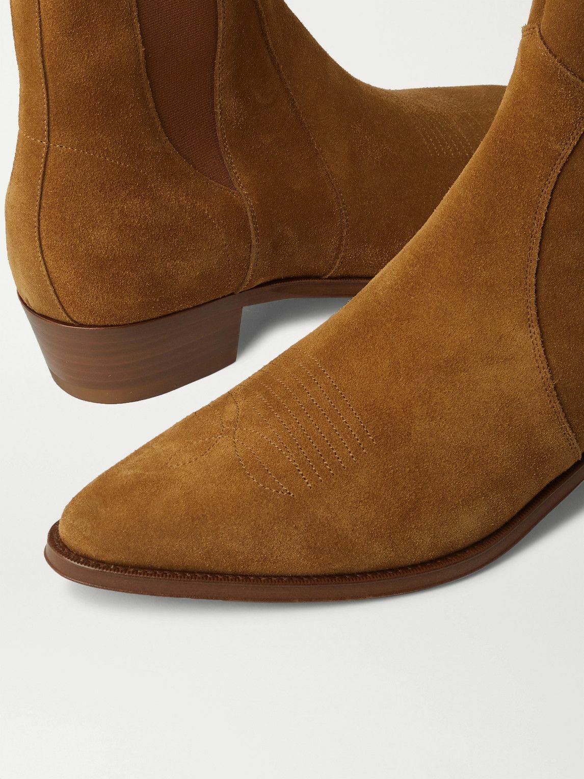 CELINE - Suede Chelsea Boots - Brown