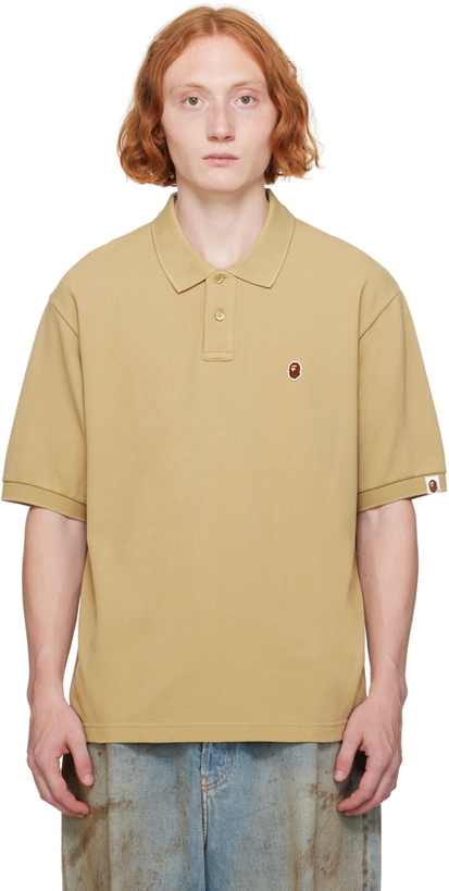 Photo: BAPE Beige Ape Head One Point Polo
