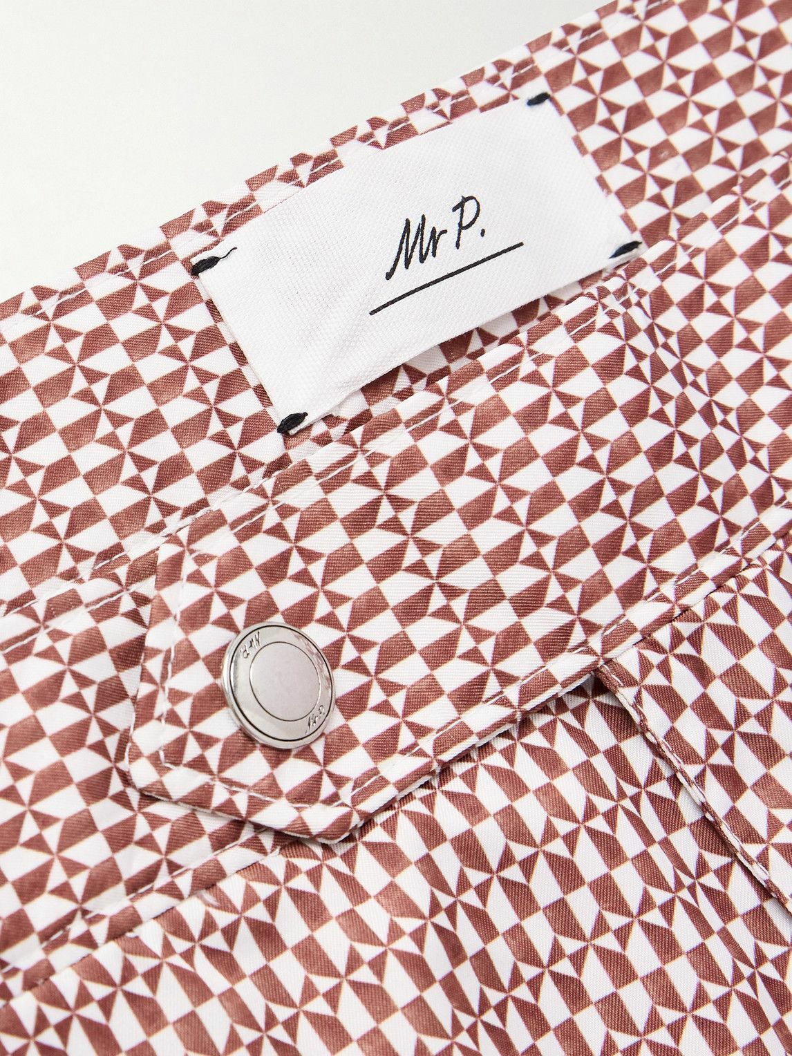 Mr P. - Straight-Leg Mid-Length Printed Swim Shorts - Brown