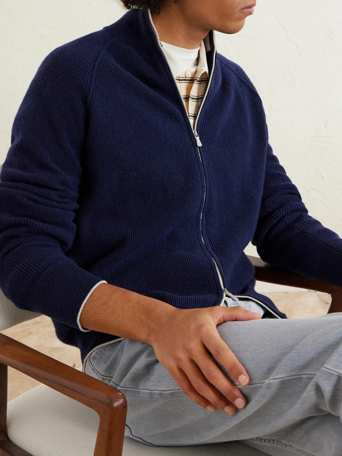 Eleventy - Cashmere Zip-Up Sweater - Blue