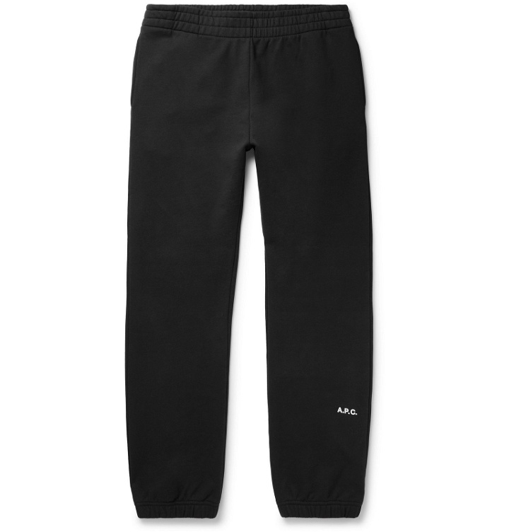 Photo: A.P.C. - JJJJound Justin Slim-Fit Logo-Detailed Loopback Cotton-Jersey Sweatpants - Black