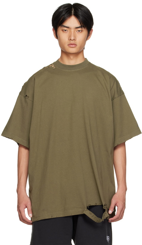 Photo: Balenciaga Khaki 3B Repaired T-Shirt