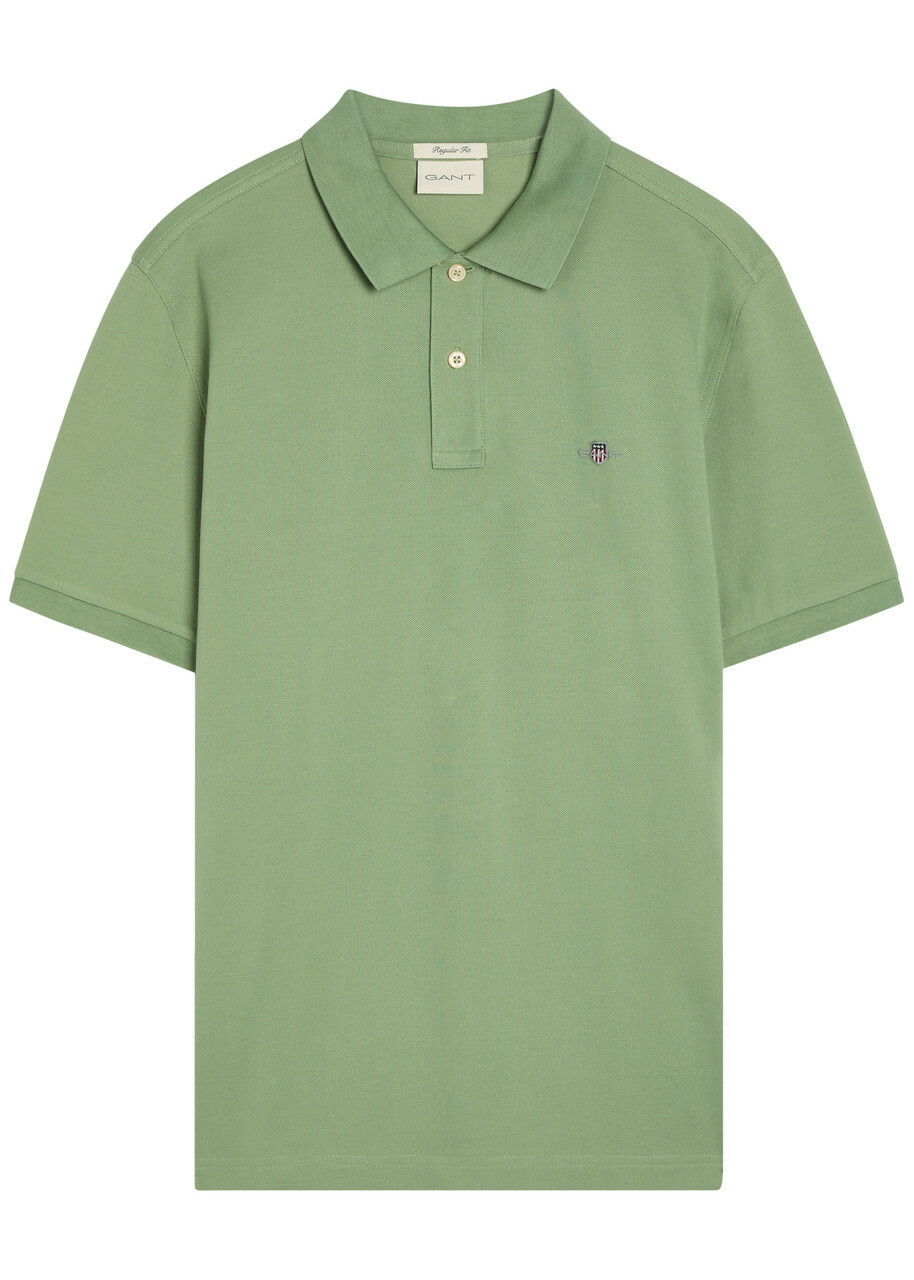 Gant Logo-embroidered Piqué Cotton Polo Shirt Light Green