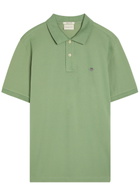 Gant Logo-embroidered Piqué Cotton Polo Shirt Light Green
