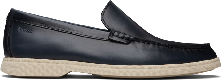 Boss Elegant Dark Navy Blue Leather Loafers BOSS Sienne loafers for Men - Navy in USA | Level Shoes main image 2