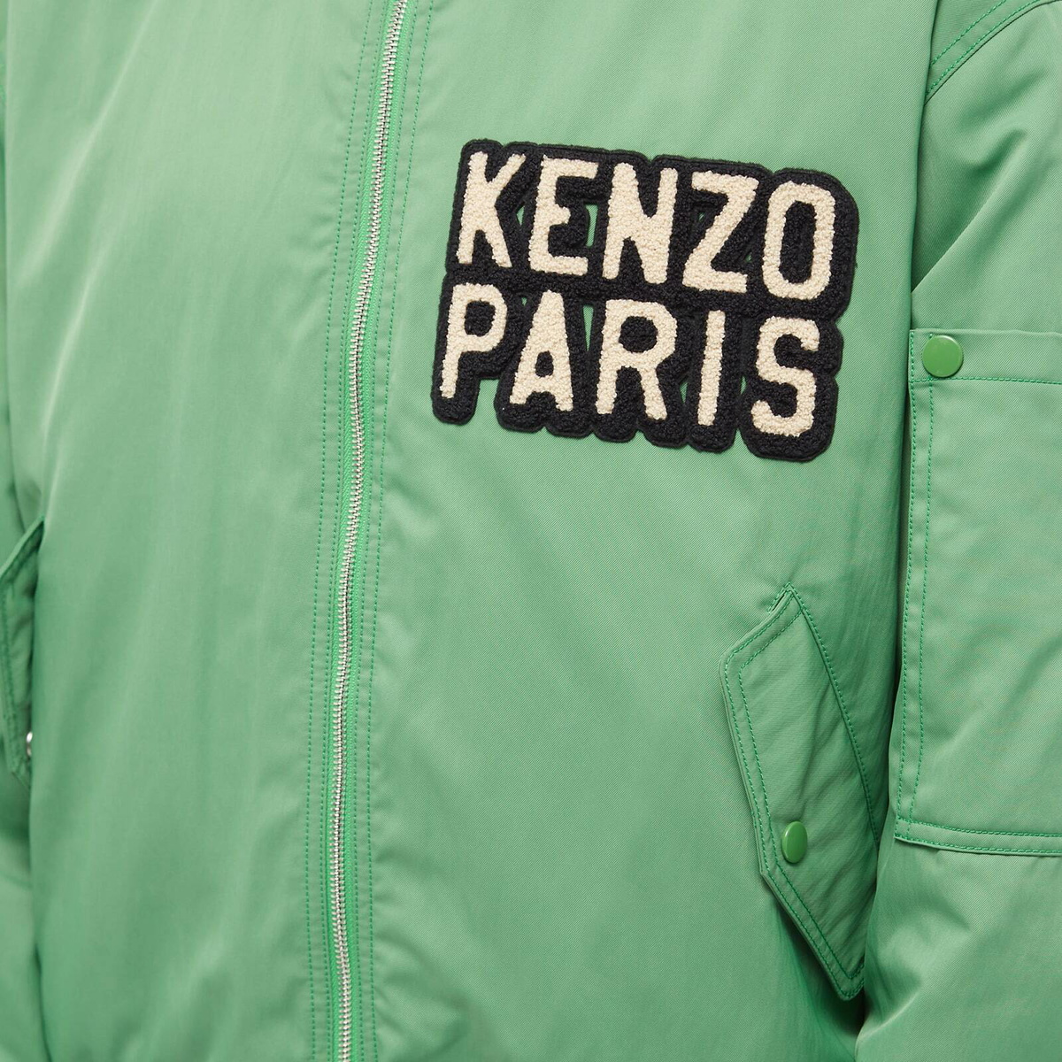 Kenzo Paris Men's Ken Zo Elevated Flight Bomber Jacket in Grass Green Kenzo