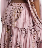 Blumarine Printed asymmetric georgette maxi skirt
