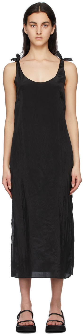 AMOMENTO Black Tied Slip Dress AMOMENTO