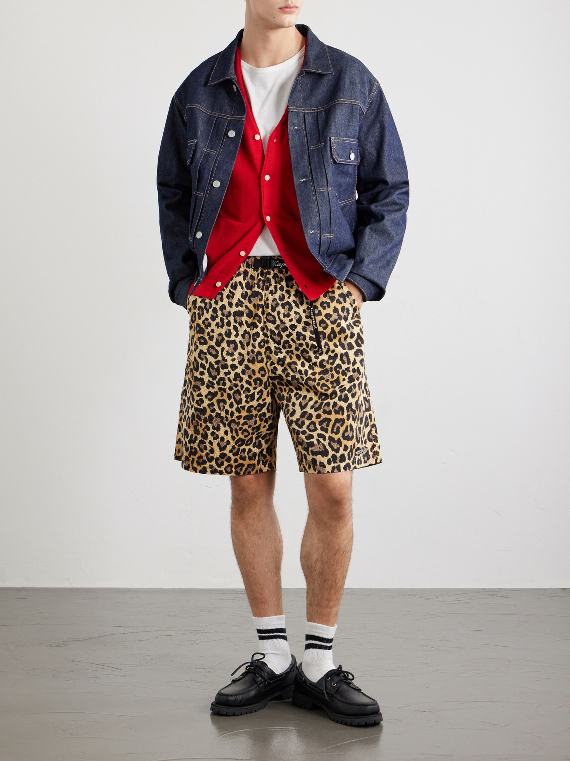 KAPITAL - Wide-Leg Belted Leopard-Print Cotton-Twill Shorts - Brown