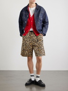 KAPITAL - Wide-Leg Belted Leopard-Print Cotton-Twill Shorts - Brown