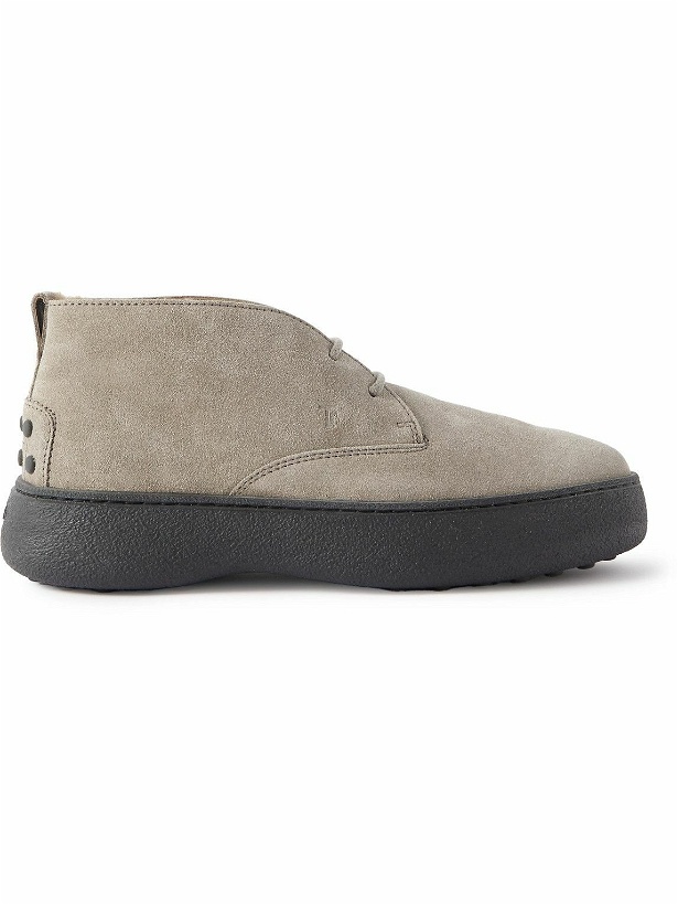 Photo: Tod's - Shearling-Lined Suede Chukka Boots - Gray