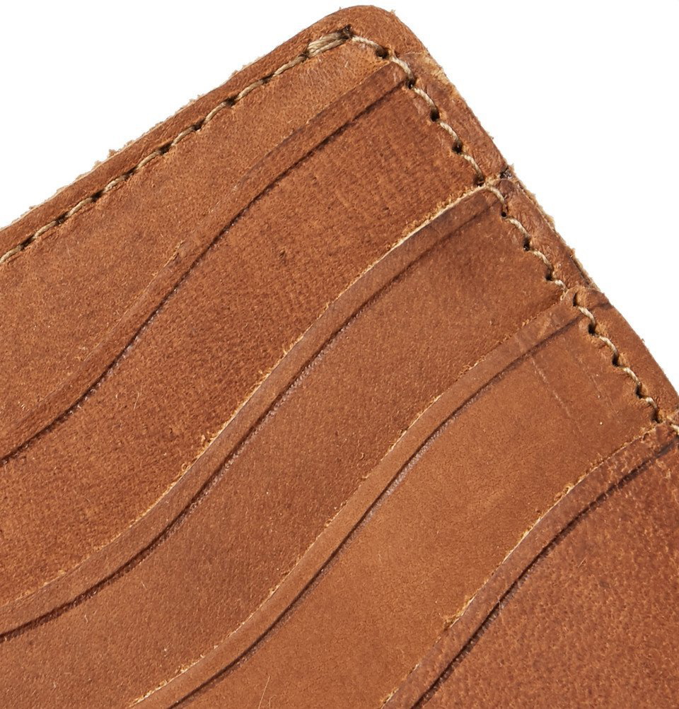 New RRL Ralph Lauren Suede Tan Leather Cardholder Brown Card