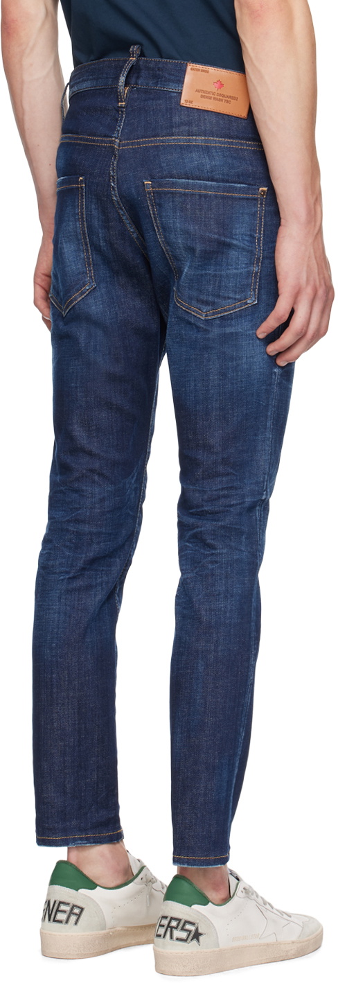 Dsquared2 Blue Dark Clean Wash Skater Jeans Dsquared2