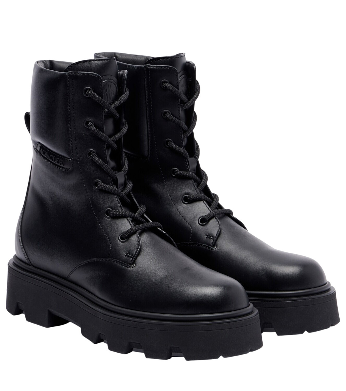 MONCLER モンクレール38 PATTY ANKLE BOOT Women luxury boots - Patty Moncler black leather lace-up