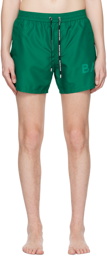 Balmain Green Printed Swim Shorts