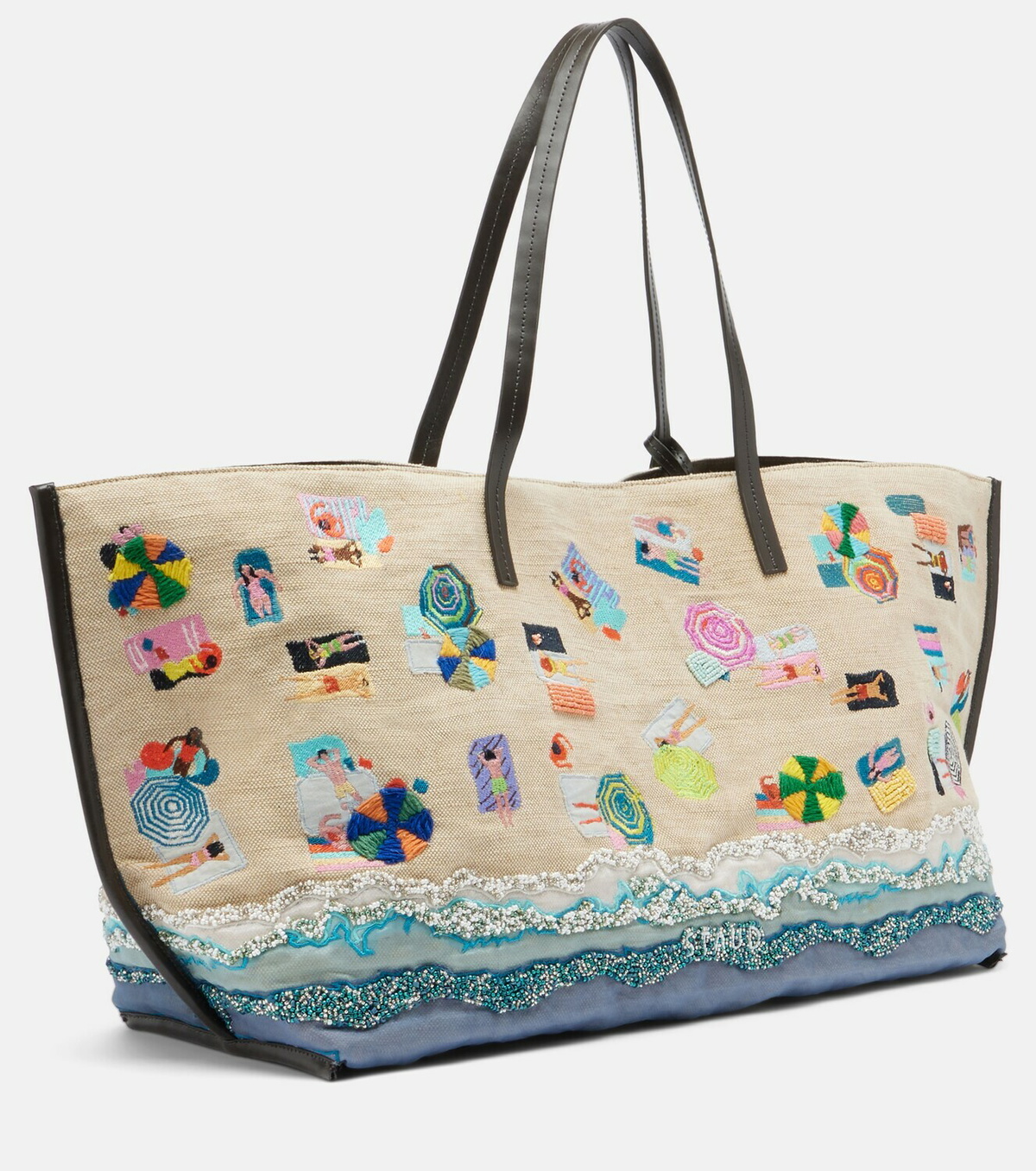 Staud Christos Large beaded canvas tote bag