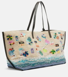 Staud Christos Large beaded canvas tote bag