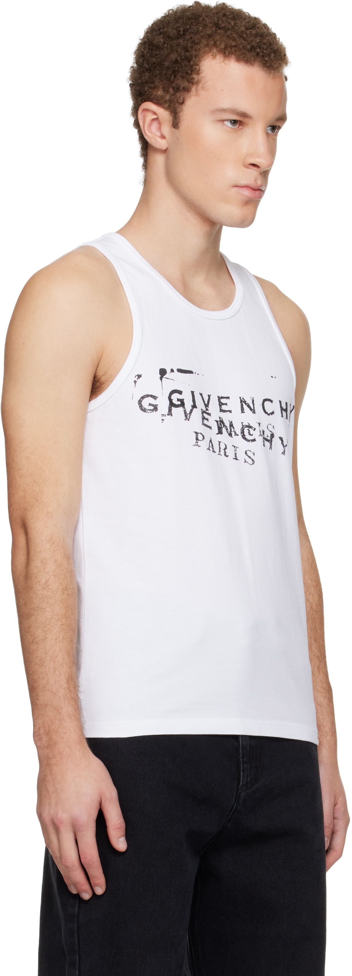Givenchy White 'GIVENCHY' Stamp Print Tank Top