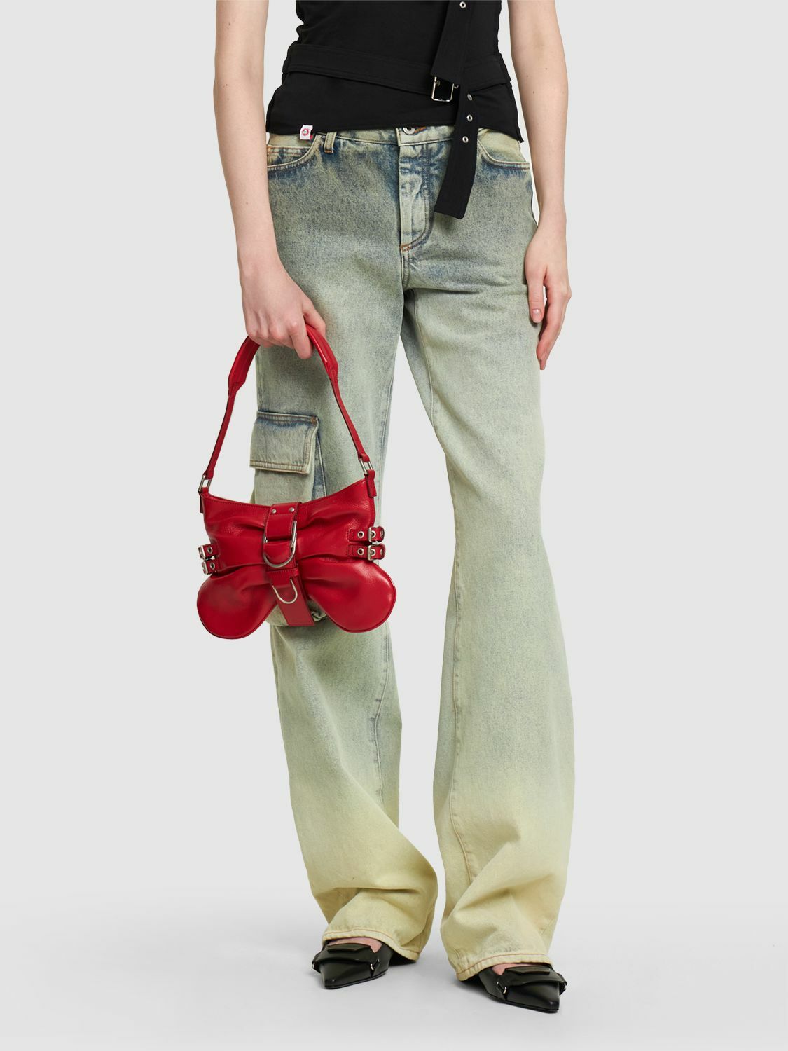 BLUMARINE - Large Butterfly Leather Shoulder Bag Blumarine