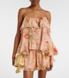 Zimmermann Roselight floral ruffled silk camisole