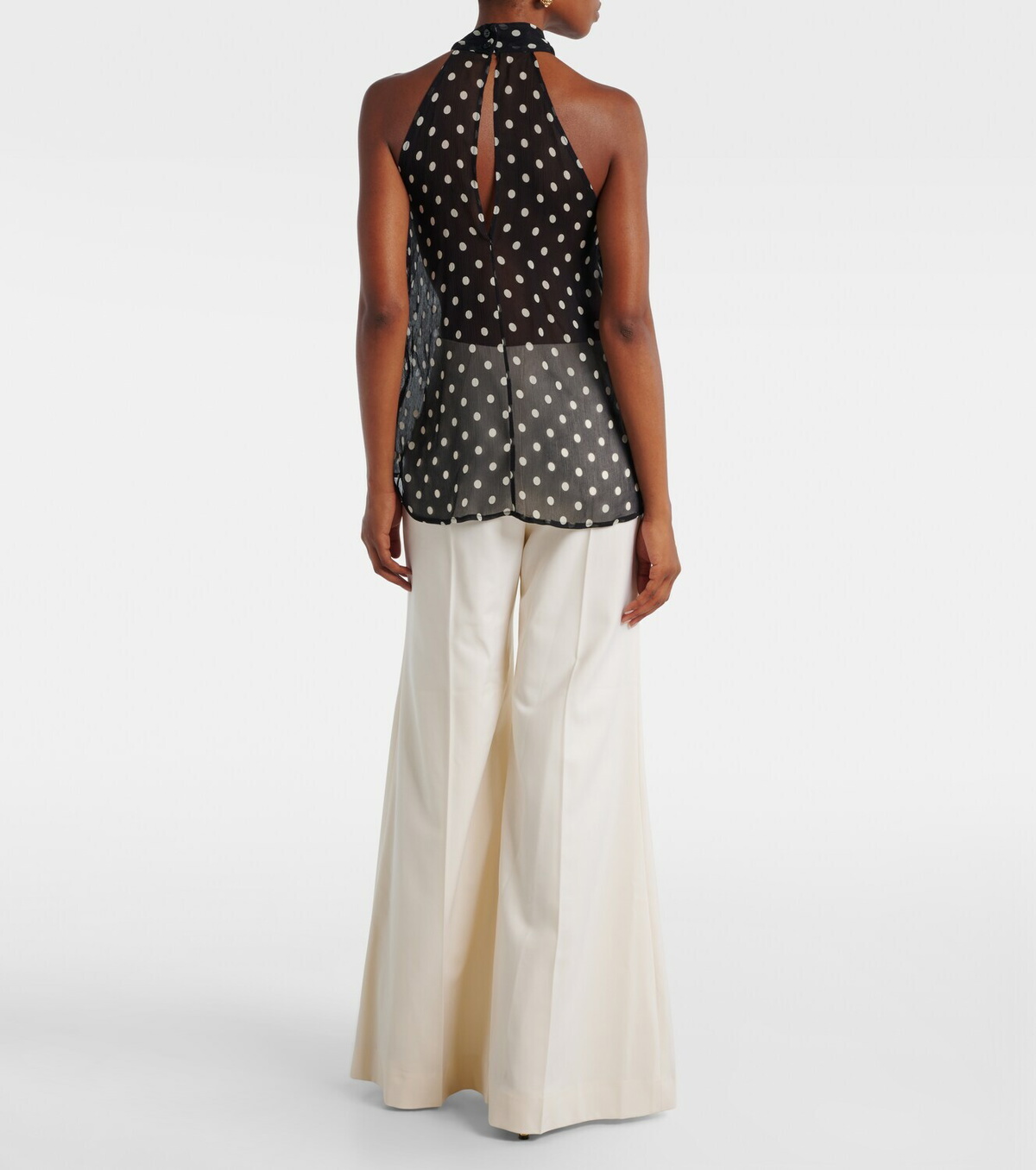 Nina Ricci Polka-dot sheer silk tank top
