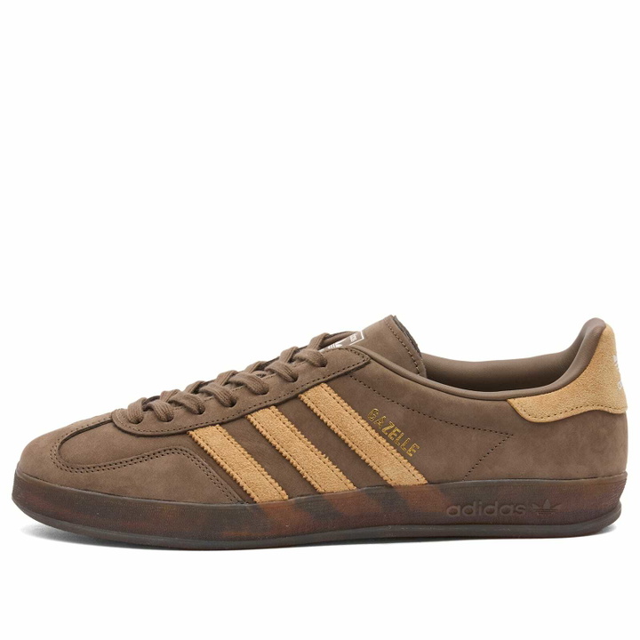 Photo: Adidas Gazelle Indoor Sneaker in Cargo Brown/Golden Beige/Ftwr White