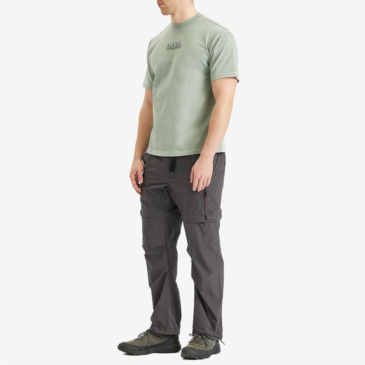 Napapijri Men's Split Logo T-Shirt in Green Mil G1