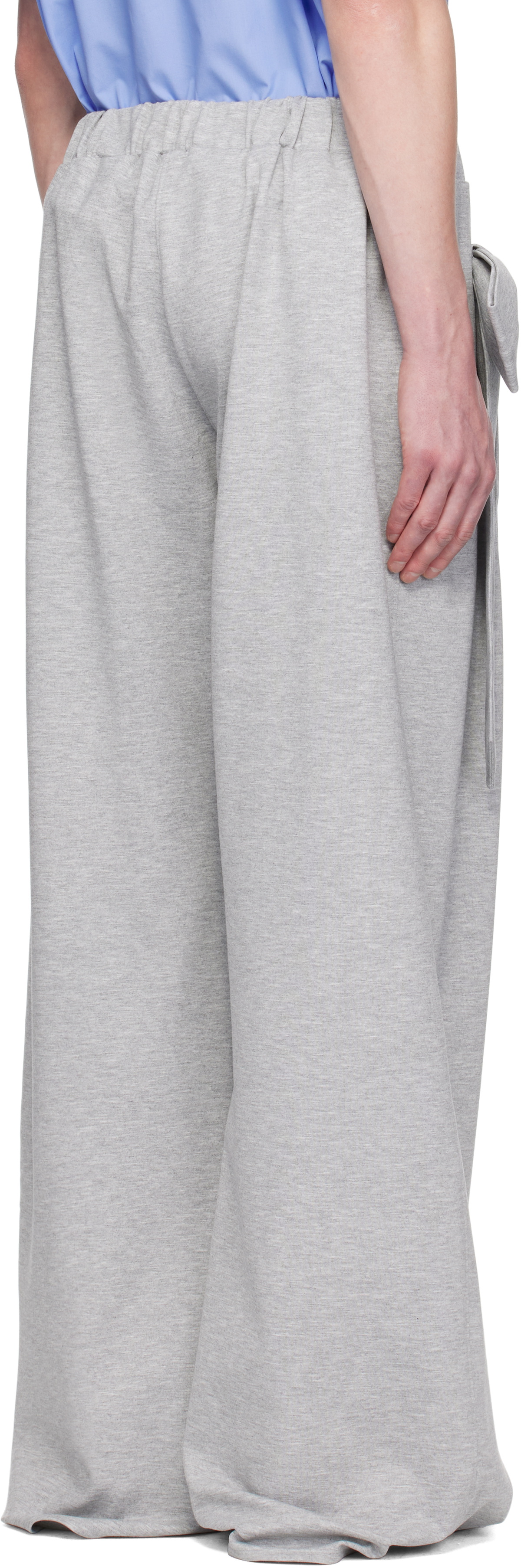 ANDREJ GRONAU Gray Bow Ribbon Sweatpants