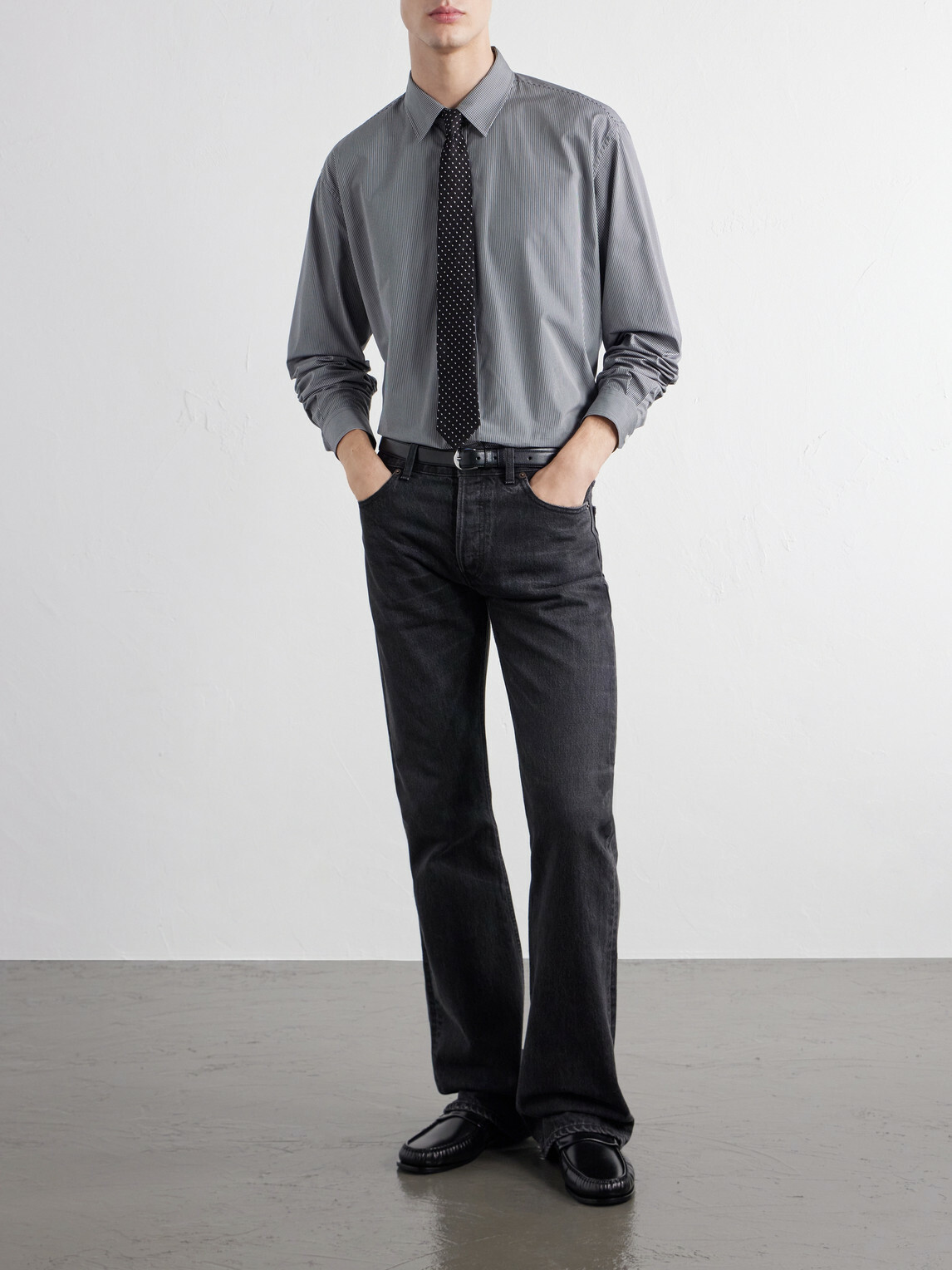 TOTEME - Striped Cotton-Poplin Shirt - Gray