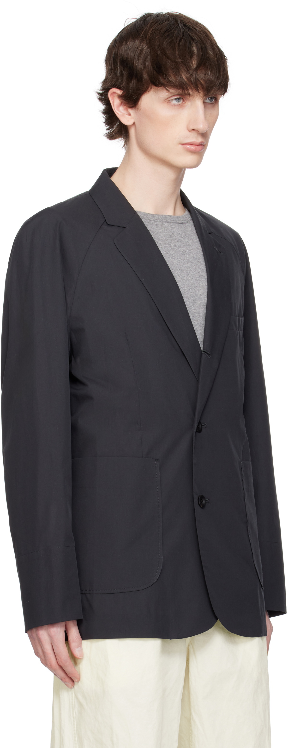 DOCUMENT Gray Silky Cotton Raglan Blazer