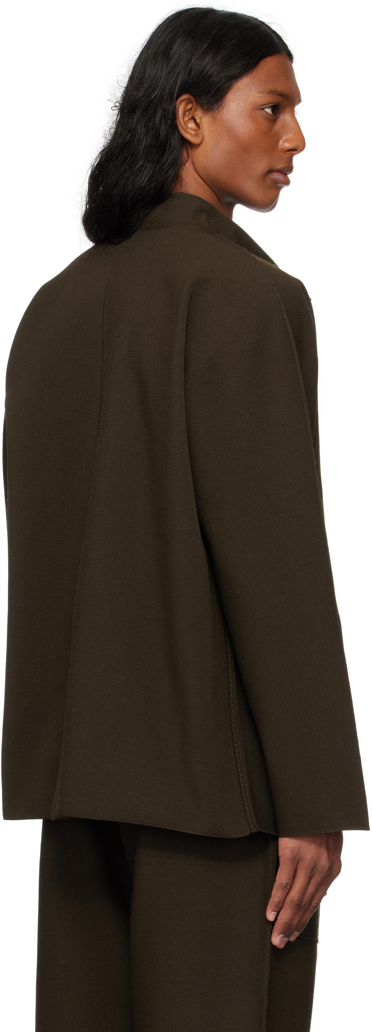 HOMME PLISSÉ ISSEY MIYAKE Brown Inlaid Knit Jacket Homme Plisse 