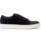 Lanvin - Cap-Toe Velvet and Leather Sneakers - Men - Midnight blue