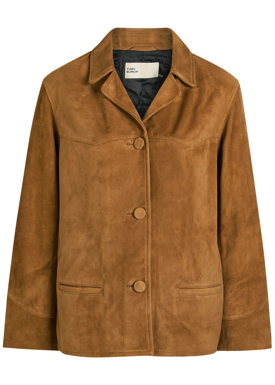 Tory Burch Panelled Suede Jacket Tan