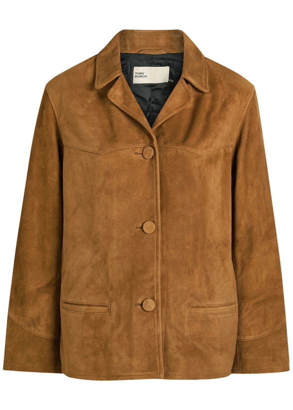 Photo: Tory Burch Panelled Suede Jacket Tan