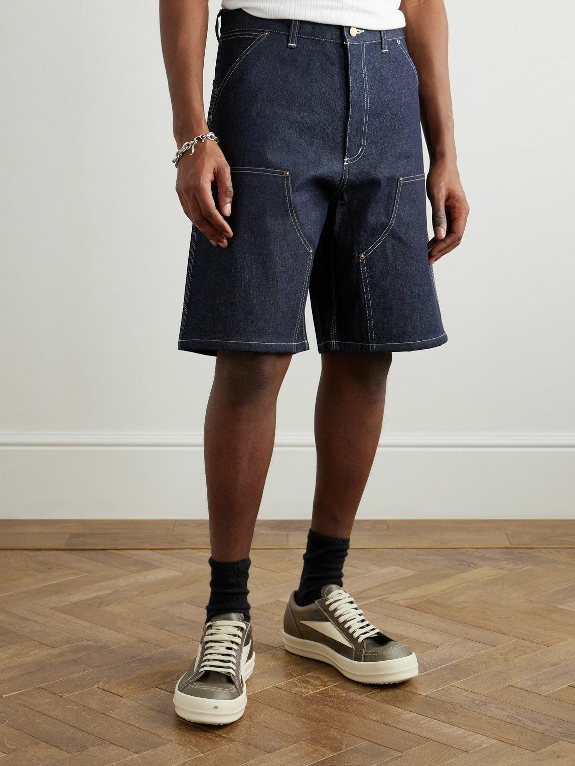 SAINT MXXXXXX - Straight-Leg Logo-Appliquéd Denim Shorts - Blue