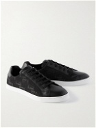 Fendi - Leather-Trimmed Logo-Jacquard Canvas Sneakers - Black