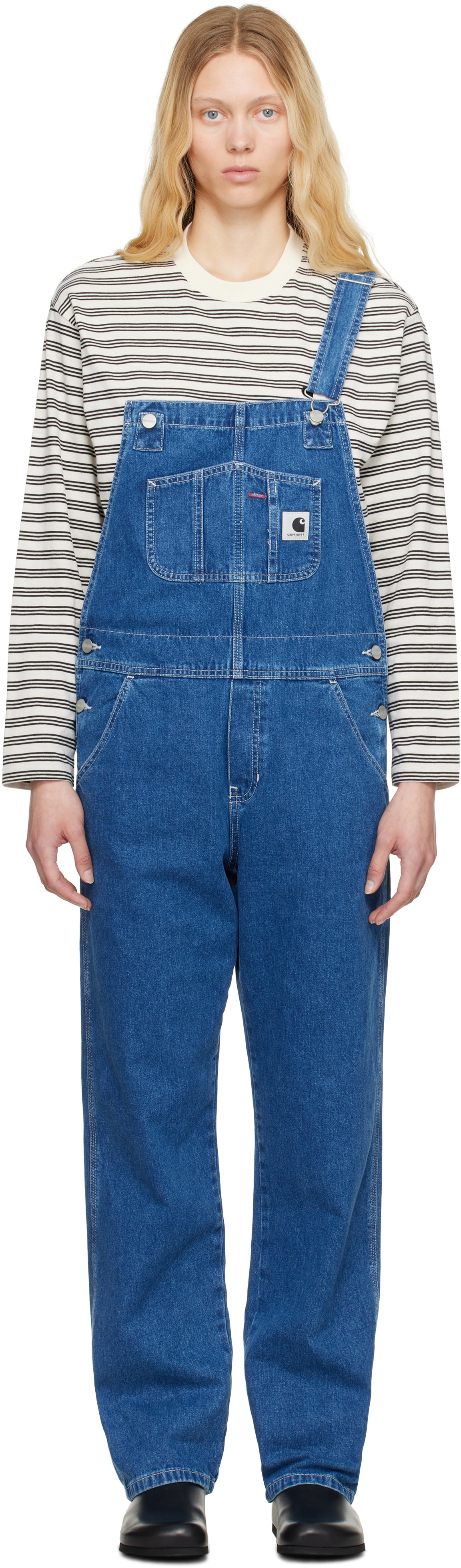 Carhartt Work In Progress Blue Bib Straight Overalls