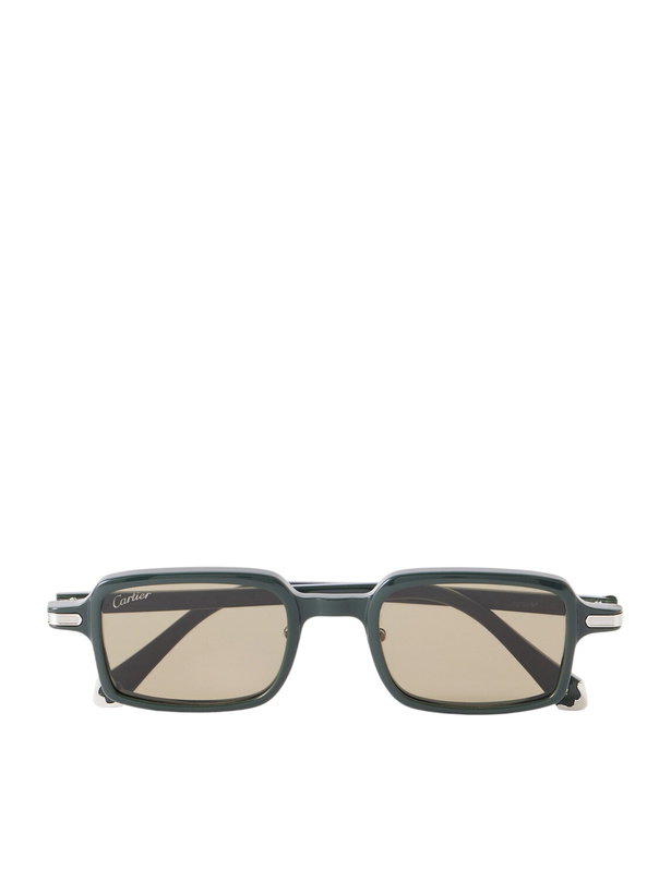Photo: Cartier Eyewear - Première de Cartier Square-Frame Recycled-Acetate Sunglasses - Green