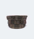 Ruslan Baginskiy Logo checked wool newsboy cap