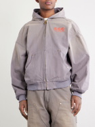 Willy Chavarria - Juggernaut Logo-Embroidered Denim Zip-Up Hoodie - Gray