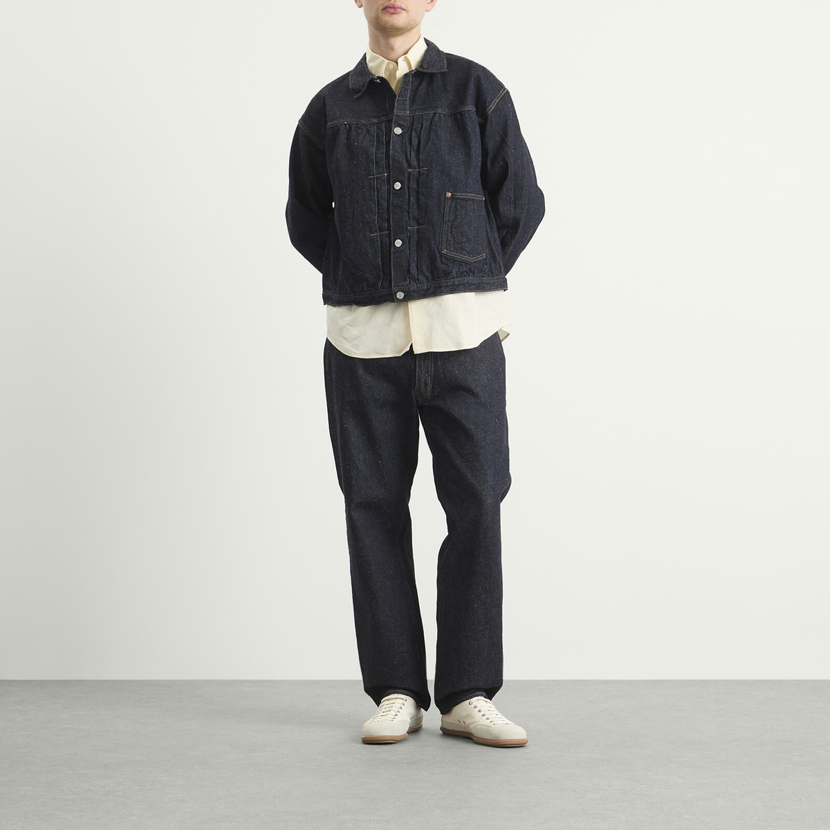 Kaptain Sunshine Men's Indigo Wash Denim Tracker Jacket in Indigo One Wash
