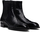 TOM FORD Black Shiny Printed Croc Elkan Chelsea Boots