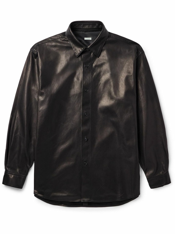 Photo: A.PRESSE - Leather Shirt Jacket - Black