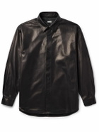 A.PRESSE - Leather Shirt Jacket - Black