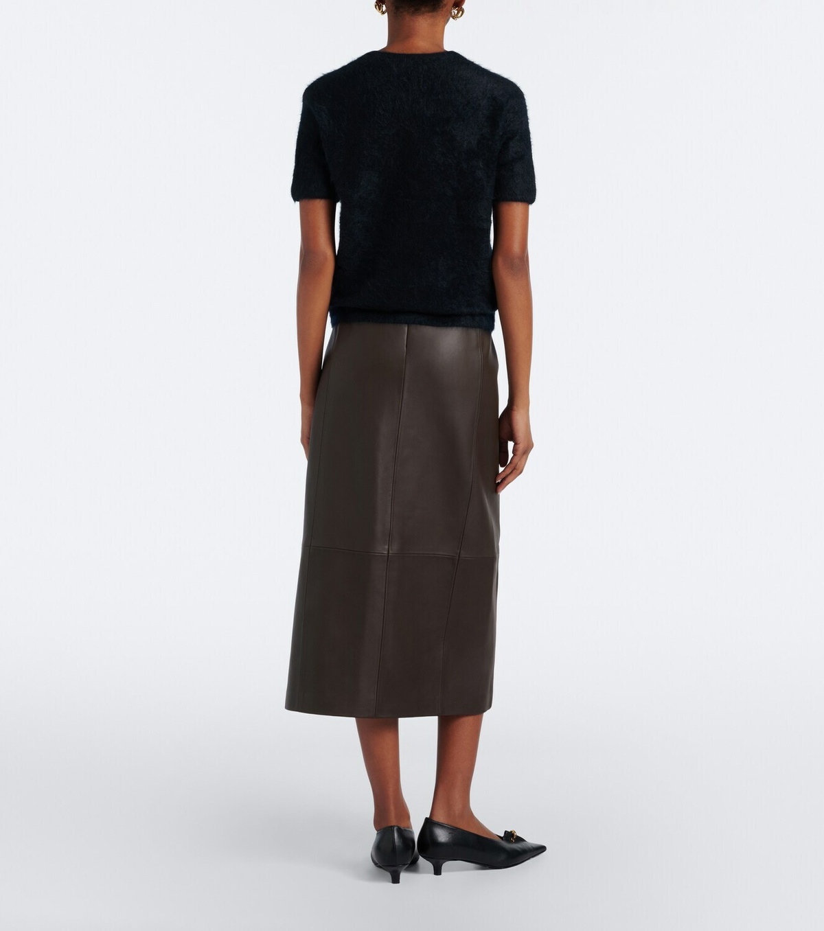 Vince Leather midi skirt