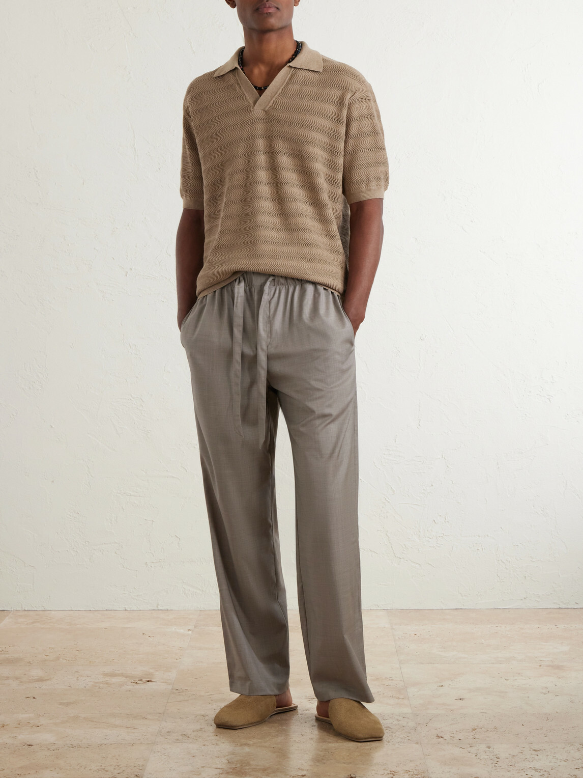 Frescobol Carioca - Rino Open-Knit Cotton Polo Shirt - Brown