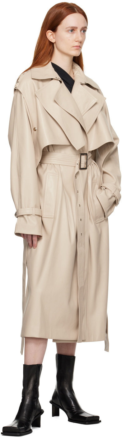 BOYAROVSKAYA Beige Firstlth Faux-Leather Trench Coat