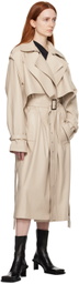 BOYAROVSKAYA Beige Firstlth Faux-Leather Trench Coat