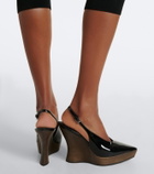 Alaïa Patent leather wedge slingback clogs